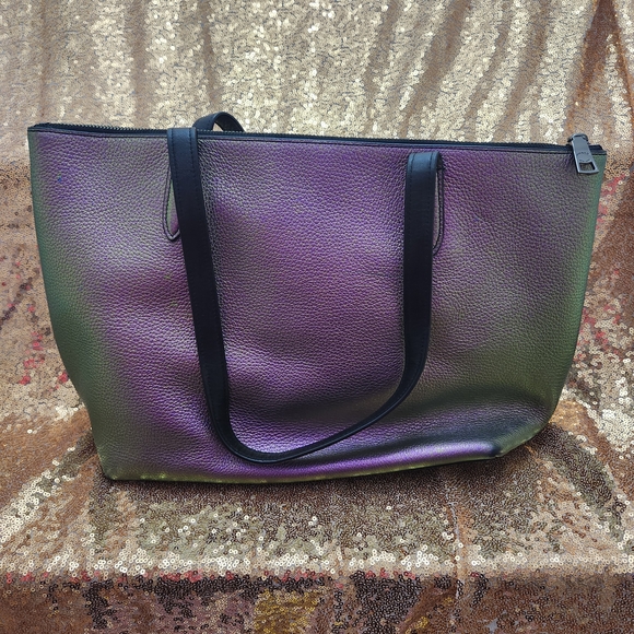 Coach Purple Hologram Pebbled Leather Taylor Tote Bag - Picture 2 of 12